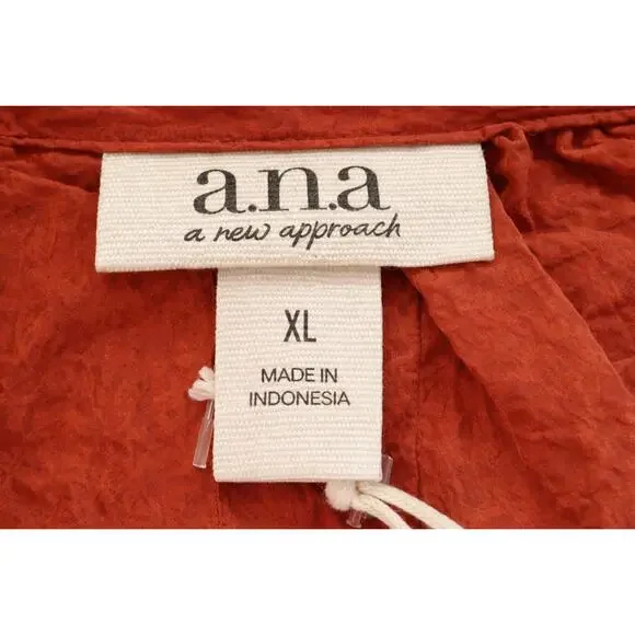 a.n.a Burnt Orange Crinkled Blouse NWT Size XL |Chic Office Boho Style Flowy Top - Picture 9 of 10